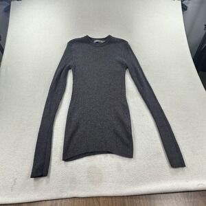 Icebreaker Merino Shirt Womens Large Gray Ribbed Lightweight Crewneck Wool
